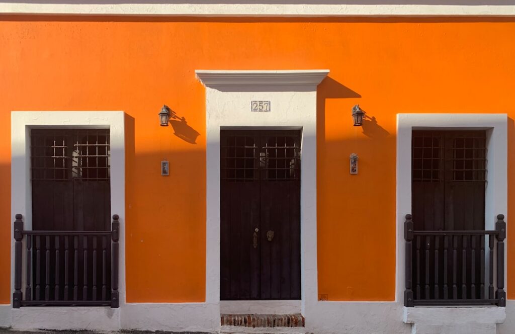 Beautiful Mexican house with traditional architecture and vibrant colors