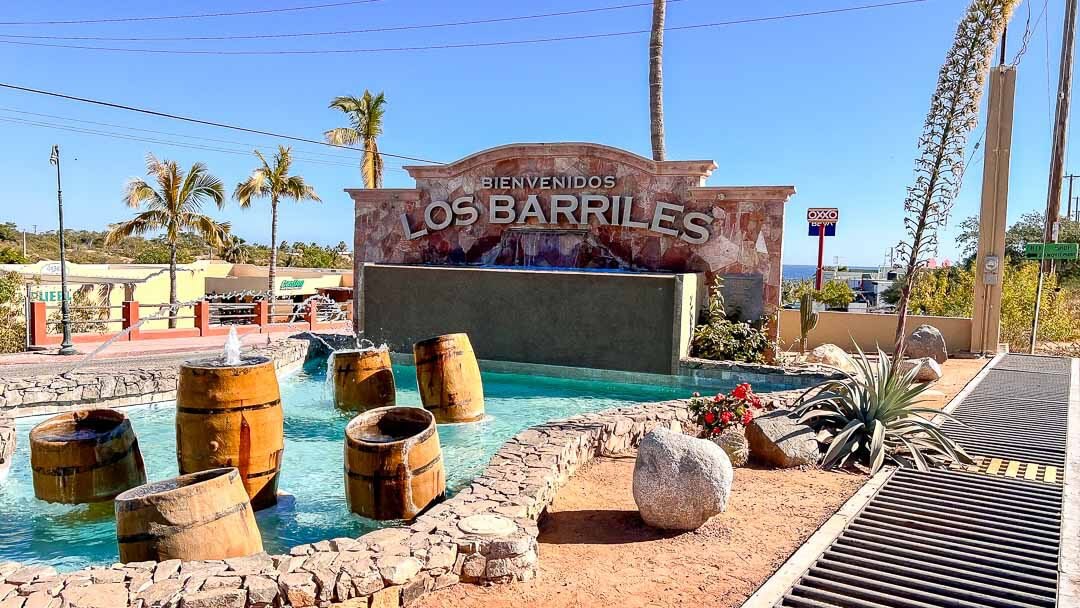Bienvenidos Los Barriles welcome sign and fountain, East Cape, Baja California Sur